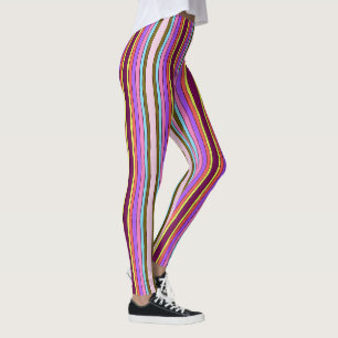 Hell und Kühne Retro-Streifen Mehrfarbig Leggings