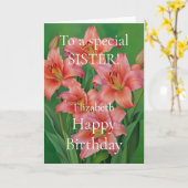 Hell und Niedlich Pink Lilies Happy Birthday Siste Karte (Gelbe Blume)