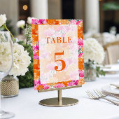 Hell verblasste rosa orangefarbene Tabelle 5 Hochz Tischnummer