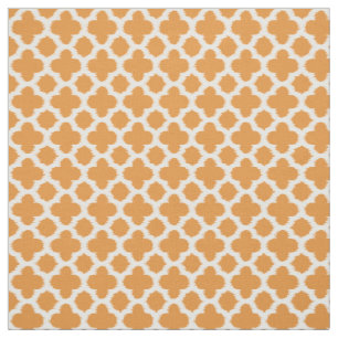 Hell-Vivid Orange White Ikat Quatrefoil-Muster Stoff