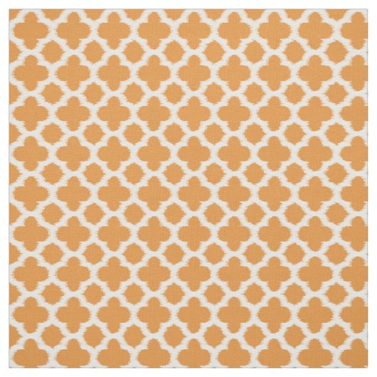 Hell-Vivid Orange White Ikat Quatrefoil-Muster Stoff (Muster)