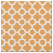 Hell-Vivid Orange White Ikat Quatrefoil-Muster Stoff (Nahaufnahme)