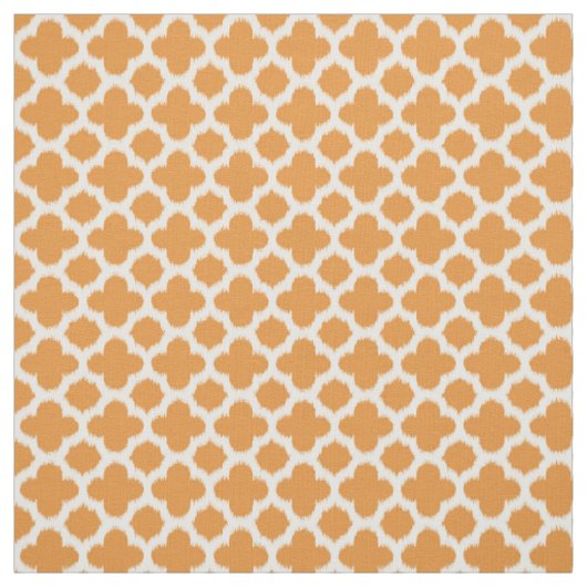 Hell-Vivid Orange White Ikat Quatrefoil-Muster Stoff (Muster)