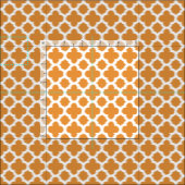 Hell-Vivid Orange White Ikat Quatrefoil-Muster Stoff (Kachel)