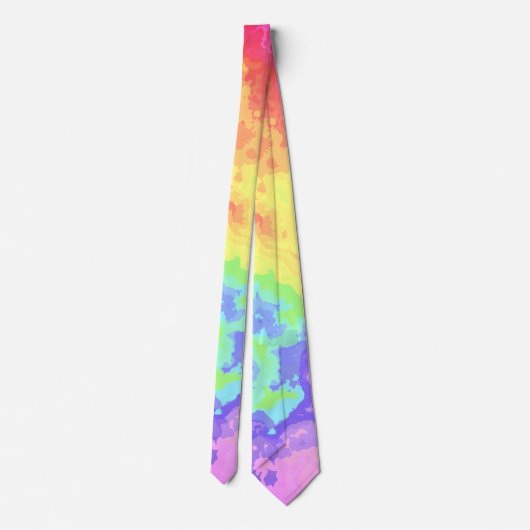 Hell Wirbel Boho Hippie Trippy Groovy Rainbow Krawatte (Rückseite)