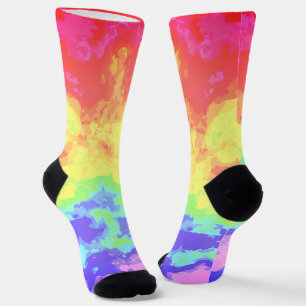 Hell Wirbel Boho Hippie Trippy Groovy Rainbow Socken