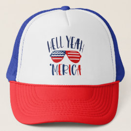 Hell Yeah America Funny Red White Blue Patriotic Truckerkappe
