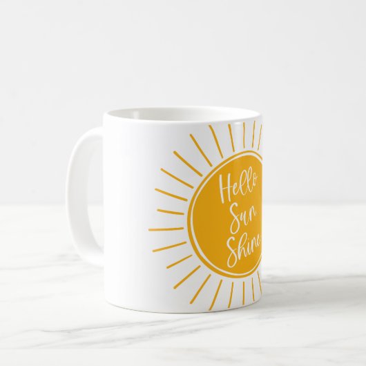 Hell Yellow Hello Sun Shine Niedlich Kaffeetasse (Vorderseite Links)