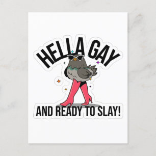 Hella Gay und bereit zum Sonnenbaden Funny LGBTQ Feiertagspostkarte