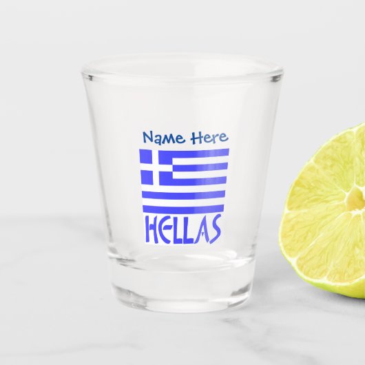 Hellas Griechisch Flag Blue Personalisierung Schnapsglas (Vorderseite)