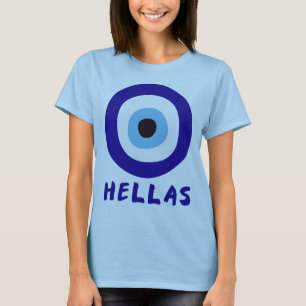 Hellas Griechisches Böse Blick Damen Blau T-Shirt
