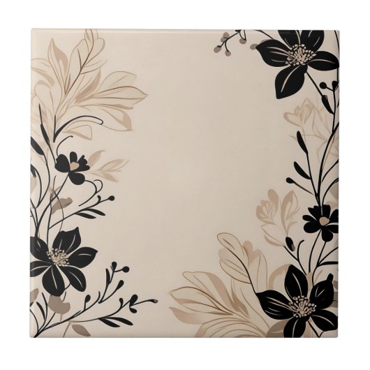 Hellbeige Blumenmuster Fliese (Vorderseite)