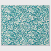 Hellbeige Damasken & türkisblaue Hintergrundfarbe Geschenkpapier (Flach)