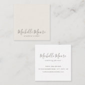 Hellbeige, elegante minimalistische beruflich quadratische visitenkarte (Vorne/Hinten)