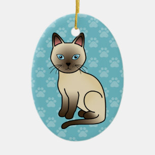 Hellbeige Farbe Tonkinese Rasse Katze Illustration Keramik Ornament