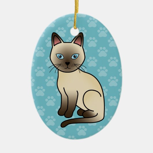 Hellbeige Farbe Tonkinese Rasse Katze Illustration Keramik Ornament (Vorne)