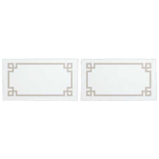 Hellbeige griechische Schlüsselgrenzengröße Kissenbezug (Vorderseite-Set)