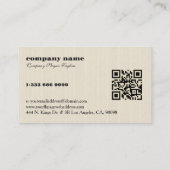 Hellbeige Jute Leinen QR-Code Geschäftskarte Visitenkarte (Rückseite)