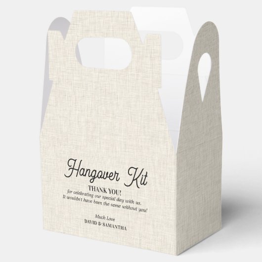 Hellbeige Leinentextur Hangover-Kit Geschenkschachtel (Geöffnet)