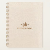 Hellbeige Leinentextur, schlicht, tan Typografie Planer (Vorderseite)