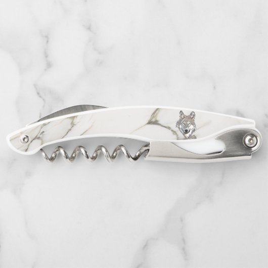 Hellbeige Marmor und Wolf Kellnermesser (Rückseite)