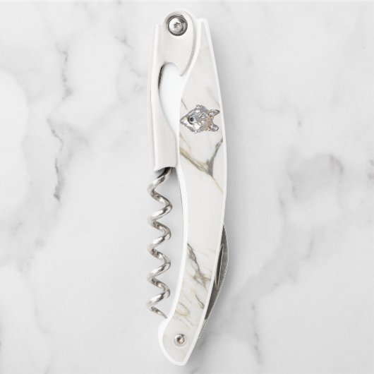 Hellbeige Marmor und Wolf Kellnermesser (Vorderseite)