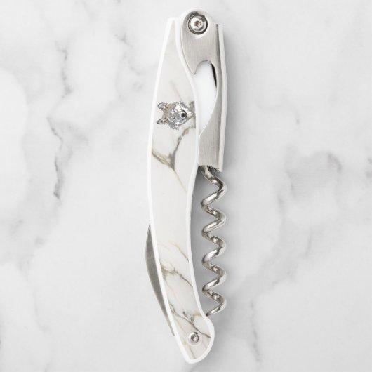 Hellbeige Marmor und Wolf Kellnermesser (Rückseite)