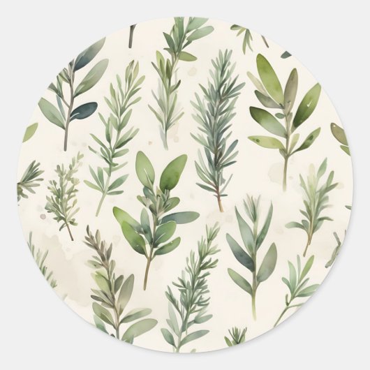 Hellbeige mit weich grüner Kraut Runder Aufkleber (Vorderseite)