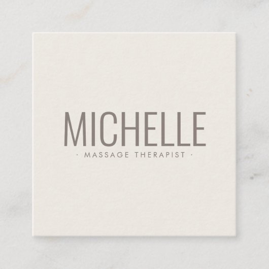 Hellbeige, moderne beruflich-minimalistisch quadratische visitenkarte (Vorderseite)