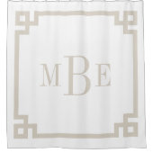 Hellbeige und weißer griechischer Schlüssel | MIT  Duschvorhang (Vorderseite)