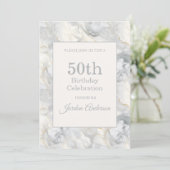 Hellbeigegrauer Marmor 50. Geburtstag Einladung (Stehend Vorderseite)
