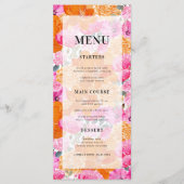 Hellblass, rosa und orange-helle Hochzeit Menükarte (Vorderseite)
