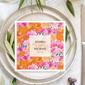 Hellblass, rosa und orangefarbene Sommerhochzeit Serviette