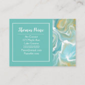 Hellblau, Aquamarin, türkisfarbener Marmor Kunst Visitenkarte (Vorderseite)