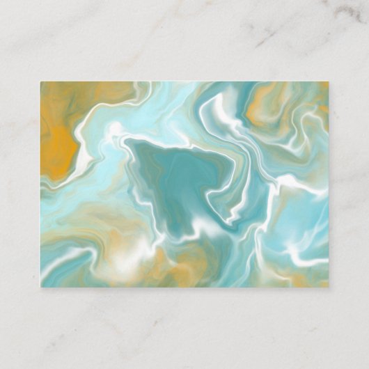 Hellblau, Aquamarin, türkisfarbener Marmor Kunst Visitenkarte (Rückseite)