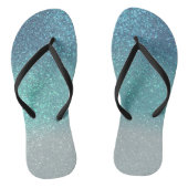 Hellblau Aquamariner Funkelnd Glitzer Ombre Gradie Badesandalen (Fußbett)