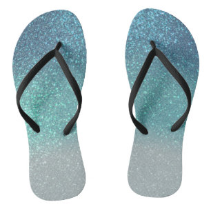 Hellblau Aquamariner Funkelnd Glitzer Ombre Gradie Badesandalen
