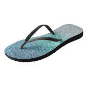 Hellblau Aquamariner Funkelnd Glitzer Ombre Gradie Badesandalen (Schrägansicht)