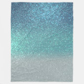 Hellblau Aquamariner Funkelnd Glitzer Ombre Gradie Fleecedecke (Vorderseite)