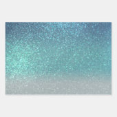 Hellblau Aquamariner Funkelnd Glitzer Ombre Gradie Geschenkpapier Set (Vorderseite 3)