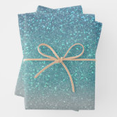 Hellblau Aquamariner Funkelnd Glitzer Ombre Gradie Geschenkpapier Set (Beispiel)