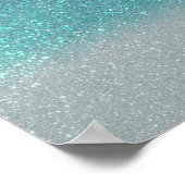 Hellblau Aquamariner Funkelnd Glitzer Ombre Gradie Poster (Ecke)