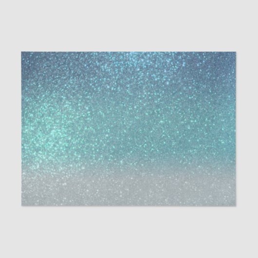 Hellblau Aquamariner Funkelnd Glitzer Ombre Gradie Seidenpapier (Vorderseite)