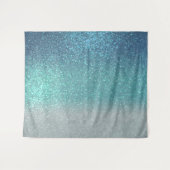 Hellblau Aquamariner Funkelnd Glitzer Ombre Gradie Wandteppich (Vorderseite (Horizontal))