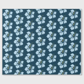 Hellblau auf Prussian Blue Hibiskus Geschenkpapier (Flach)