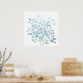 Hellblau Baby Breath Bouquet gipsophila Poster (Küche)