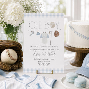 hellblau Baseball Oh, Baby Dusche Einladung
