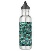 Hellblau, Blasen auf Gitter oder Backstein-Effekt? Edelstahlflasche (Links)