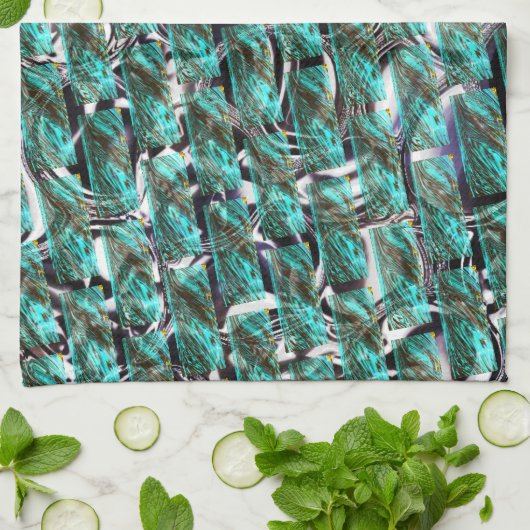 Hellblau, Blasen auf Gitter oder Backstein-Effekt? Geschirrtuch (Gefaltet)