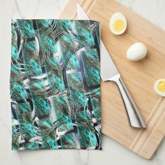 Hellblau, Blasen auf Gitter oder Backstein-Effekt? Geschirrtuch (Viertel Falte)